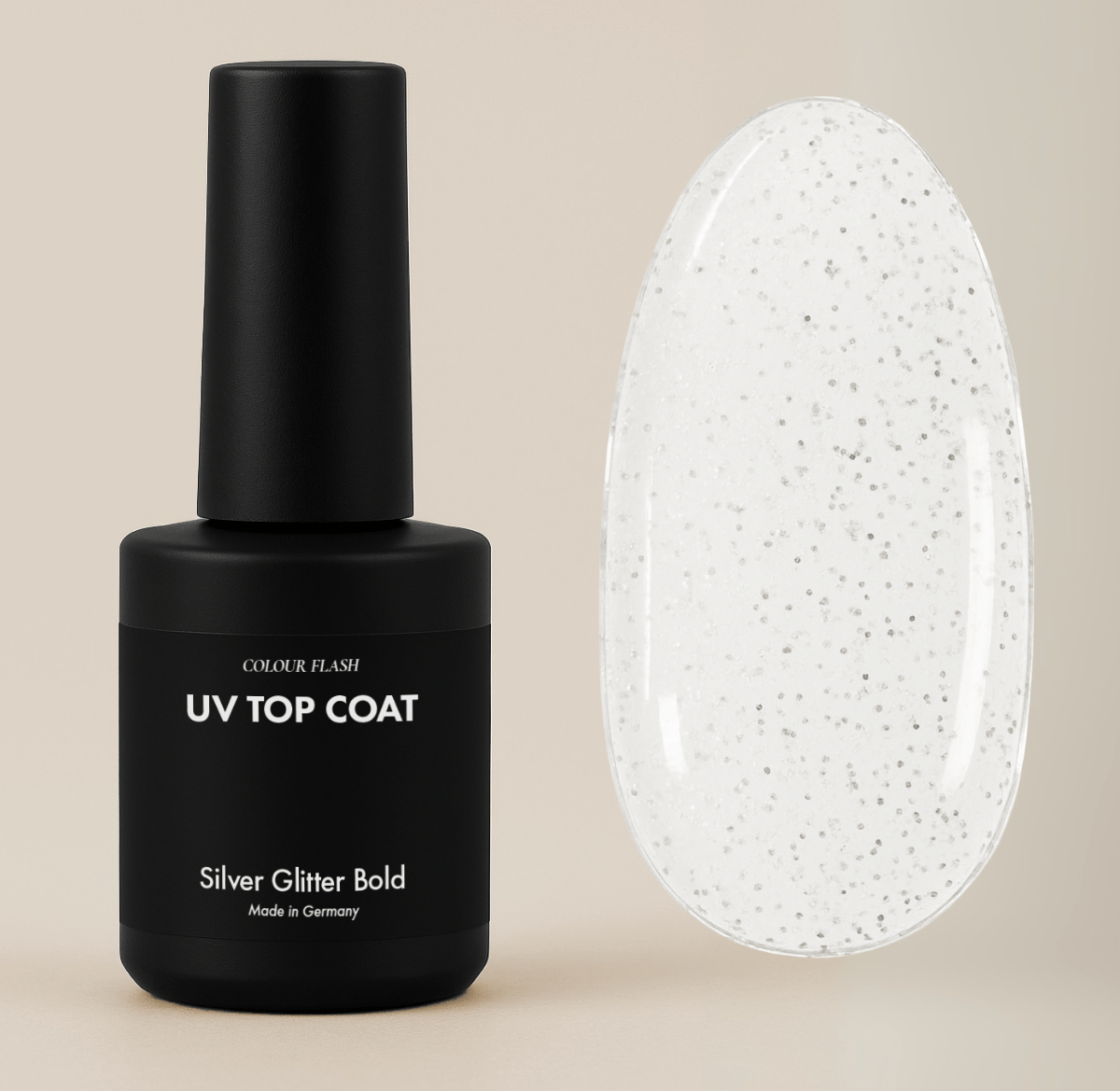UV Top Coat: Silver Glitter Bold